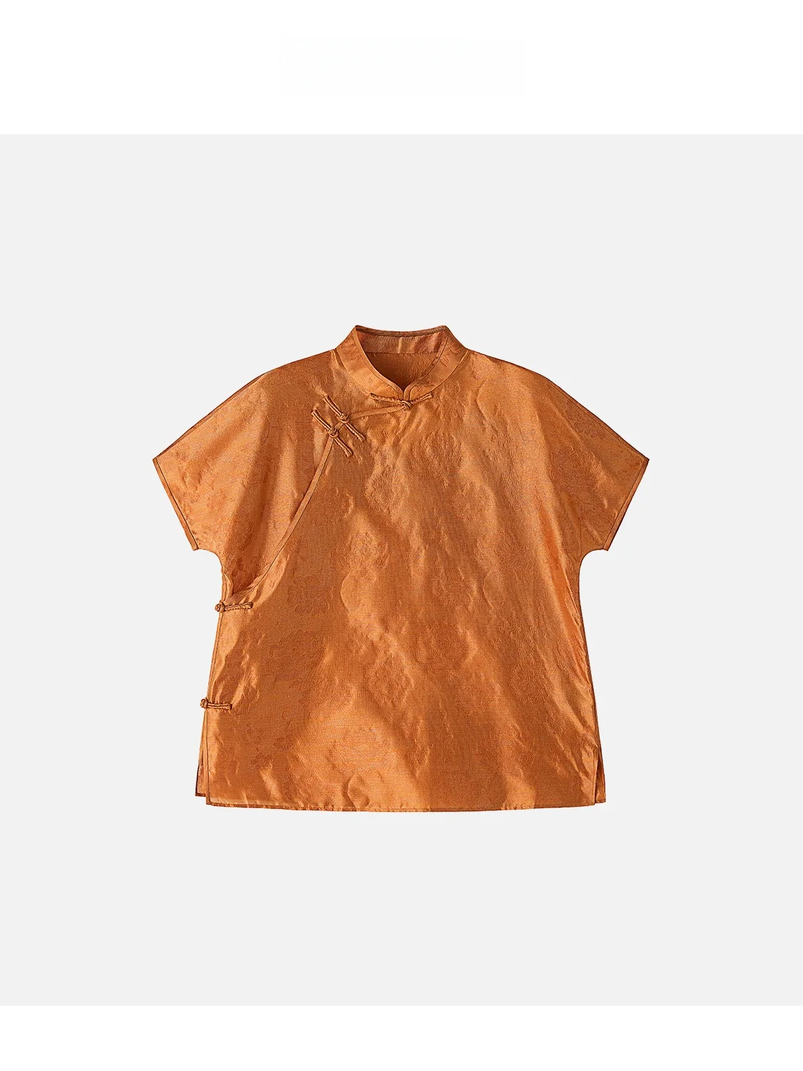 

JINGJING2025 Новый шелковый топ «Gold Lan High Branch» 4 Momme Gold Tead iny, атласный сверкающий топ, женский традиционный подбородок...