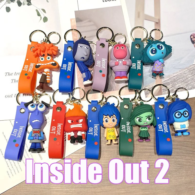 

New Inside Out 2 Keychain Kawaii Disney Movie Anime Anxiety Ennui Envy Cute Girls Creative Bag Pendant Car Keychain Toys Gifts