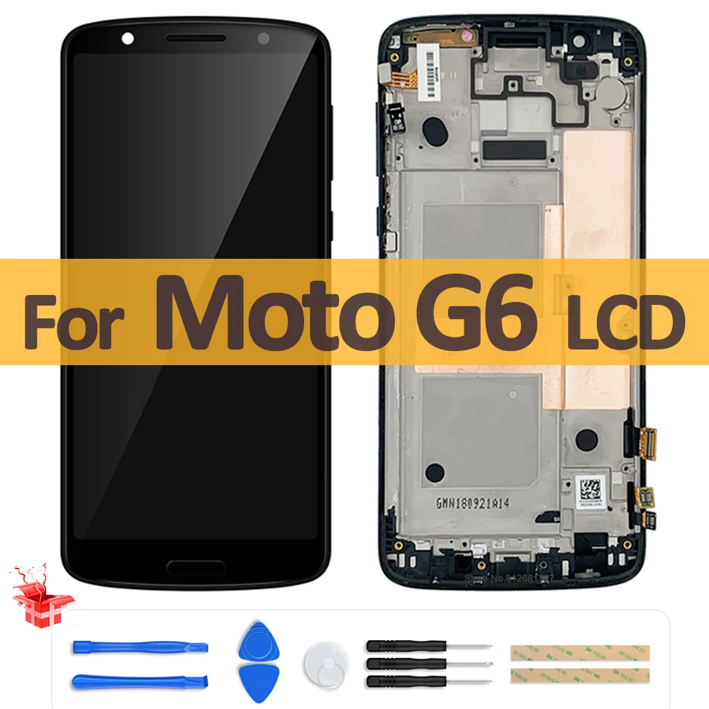 Original LCD Display Touch Screen Digitizer Assembly Panel with Frame for Motorola Moto G6, XT1925, 5.7\