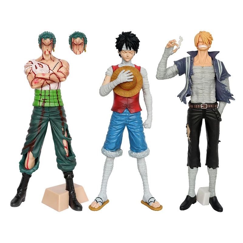 

One Piece Anime Figure GK Roronoa Zoro Luffy Sanji Battle Damage Manga Statue Pvc Action Figurine Doll Collection Model Toy Gift