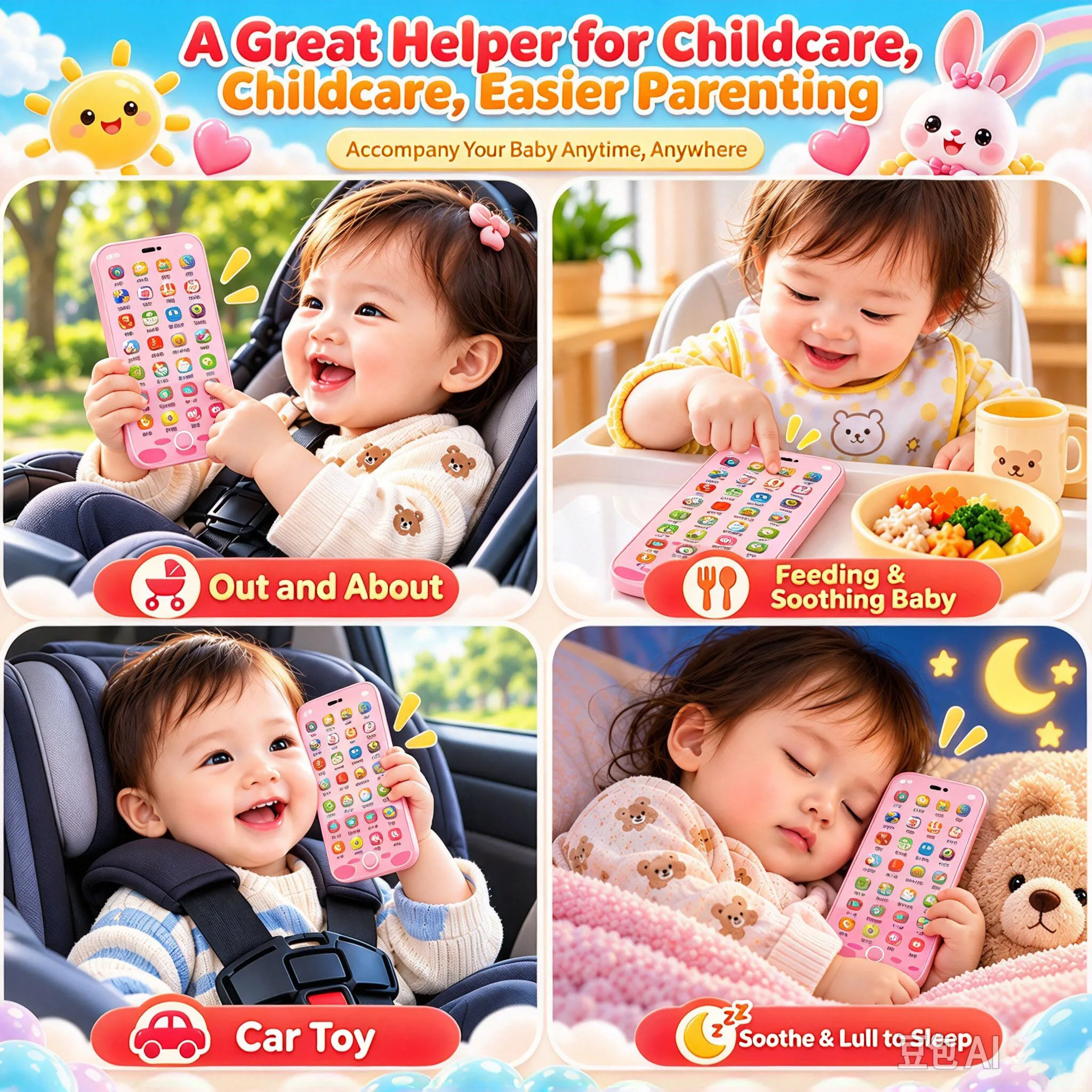 28-Key Kids Mobile Phone Educational Toy Multifunctional Early Learning Machine With Music, Voice Changer / Microphone For Gift