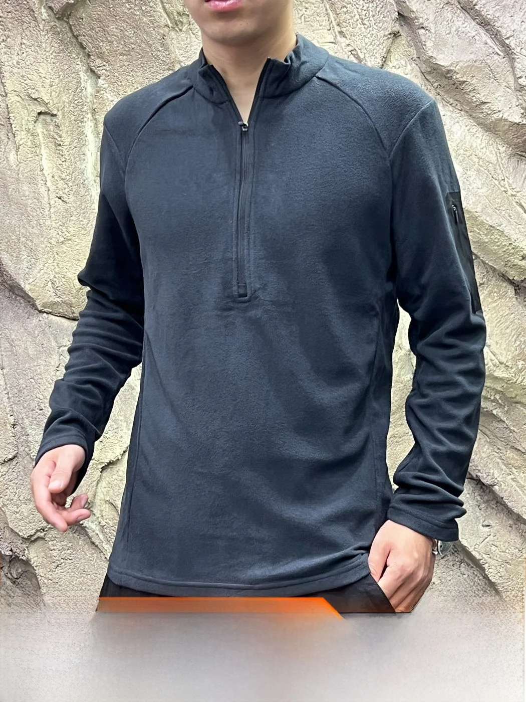 Functionality Meets Style: 3D Tailored Fleece Lined Half Zip Quick Dry Base Shirt for Men Breathable Long Sleeve Casual Top