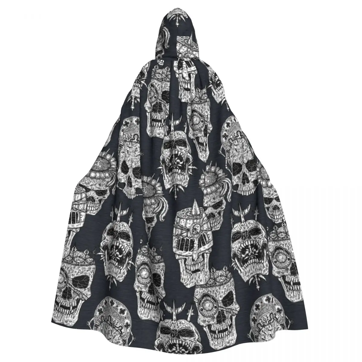 Unisex Adult Mystic Esoteric Gothic Occult Skull Cloak with Hood Long Witch Costume Cosplay