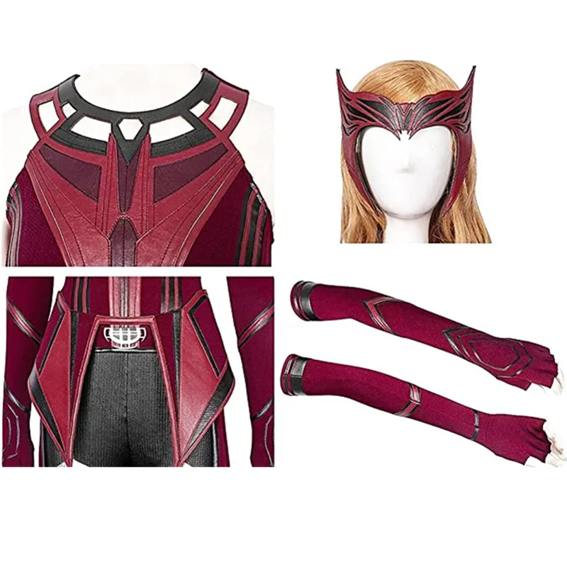 Wanda Maximoff Cosplay Traje, Feiticeira Escarlate Roupas, Tops Vermelhos, Calças, Manto, Capacete, Sexy, Presentes de Halloween