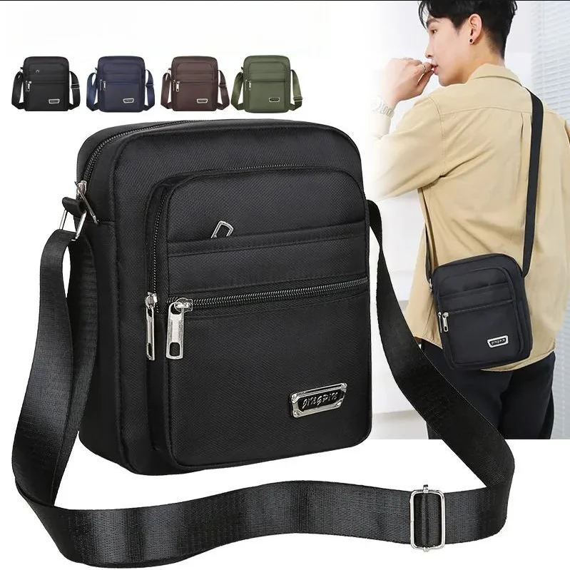 Sacos crossbody impermeáveis para homens, sacos de ombro masculinos de nylon, boy messenger bag, bolsas masculinas para viagem, mochila grande casual, cinza