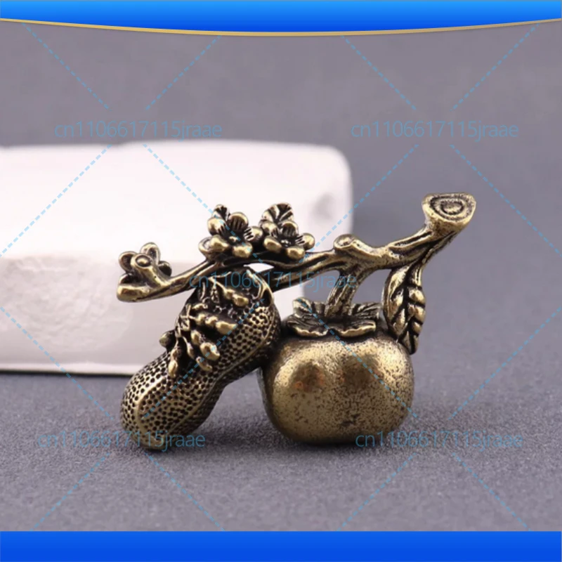 Adorno artesanal artístico de bronce con diseño de granada y cacahuetes, estilo vintage, para decoración del hogar, escritorio de oficina y mascota de té, con la frase 'Good Things Happen'