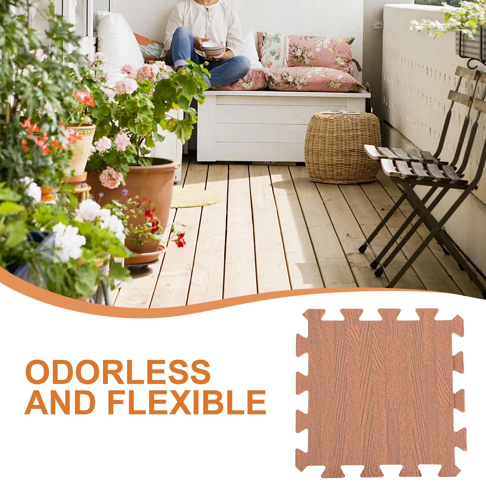 12 Buah Karpet Lantai Motif Kayu, Ubin Saling Mengunci, Anti Selip, untuk Kamar Mandi, Dapur, Gym, Yoga, Olahraga, Rumah, Kantor