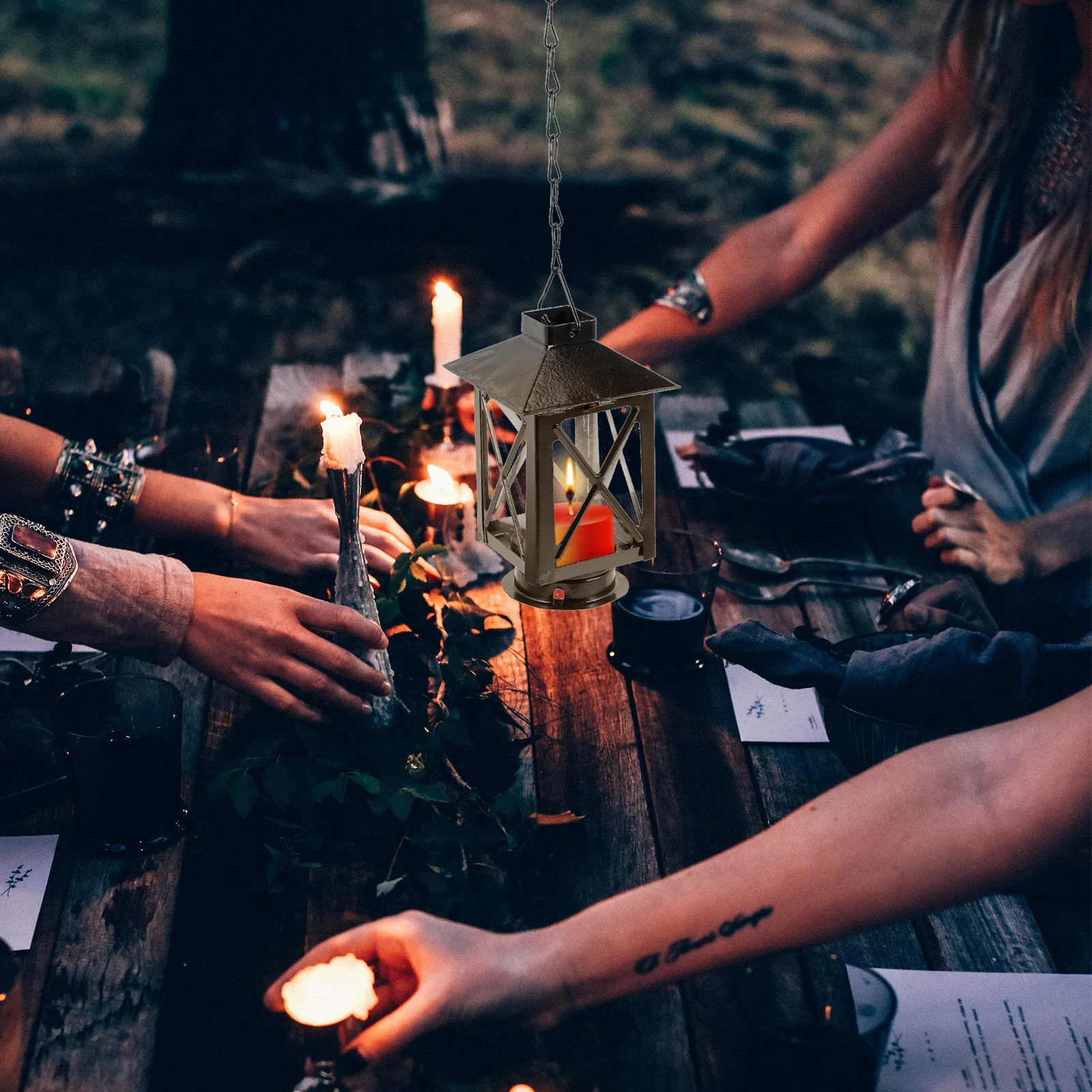 معلقة حامل معدني الحديد نمط خمر للمنزل بار مطعم جدار ديكور الشاي ضوء فانوس حفل زفاف #6