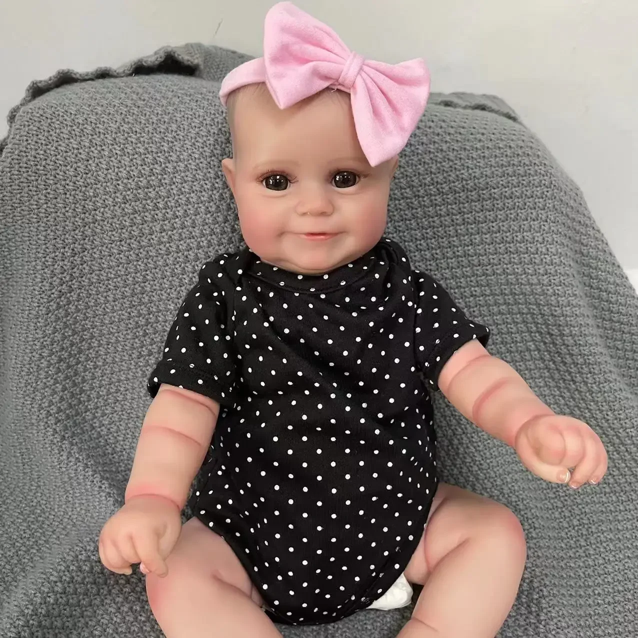 

48cm Silicone Reborn Baby Dolls Maddie Girl with Hand-Drawing Hair Handmade Art Doll 3D Genesisi Painting Veins Waterproof Toys