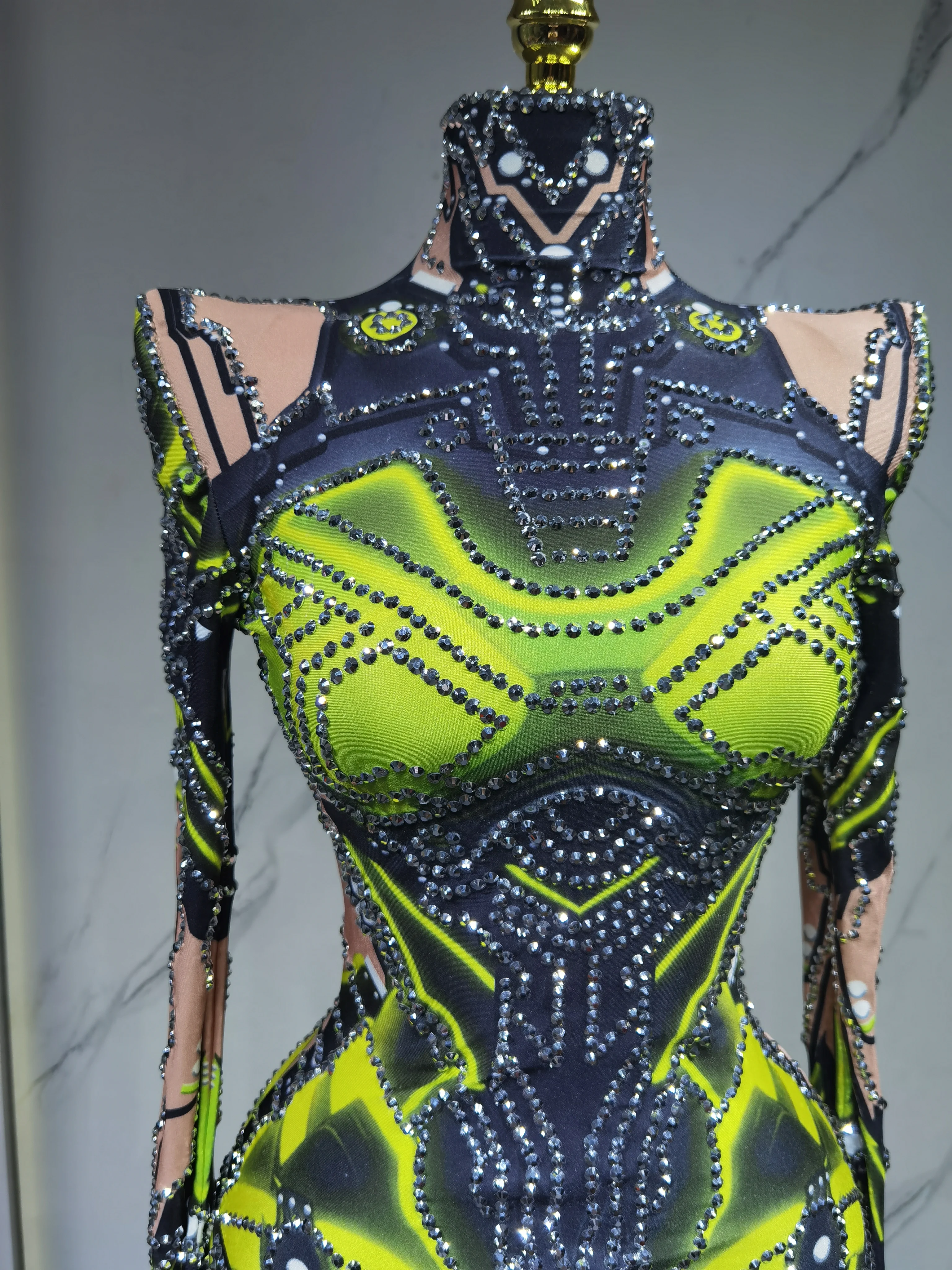 Glitzernder High-Street-Bodysuit für Damen, Tanz- und Bühnenauftrittskleid, Karneval, Sängerin, Nachtclub, Abendparty, Geburtstag, Bühnenoutfit – Detail 4