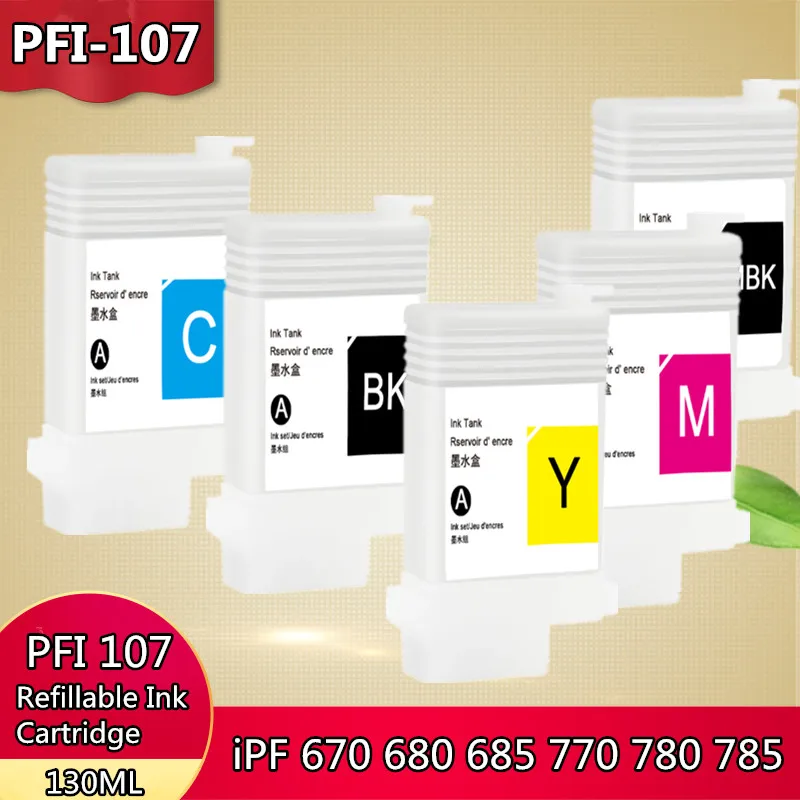 PFI-107 PFI 107 Ink Cartridge With Chip for Canon iPF 680 iPF 685 iPF 770 iPF 780 iPF 785  670 printer PFI107 Chip 130ml