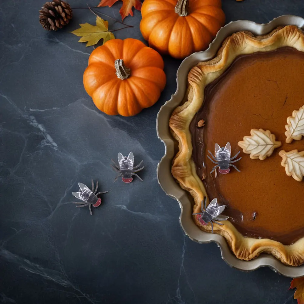 120 قطعة الذباب وهمية واقعية البلاستيك الارتفاع لجميع القديسين كذبة أبريل المزحة الزينة محاكاة البق الذباب وهمية