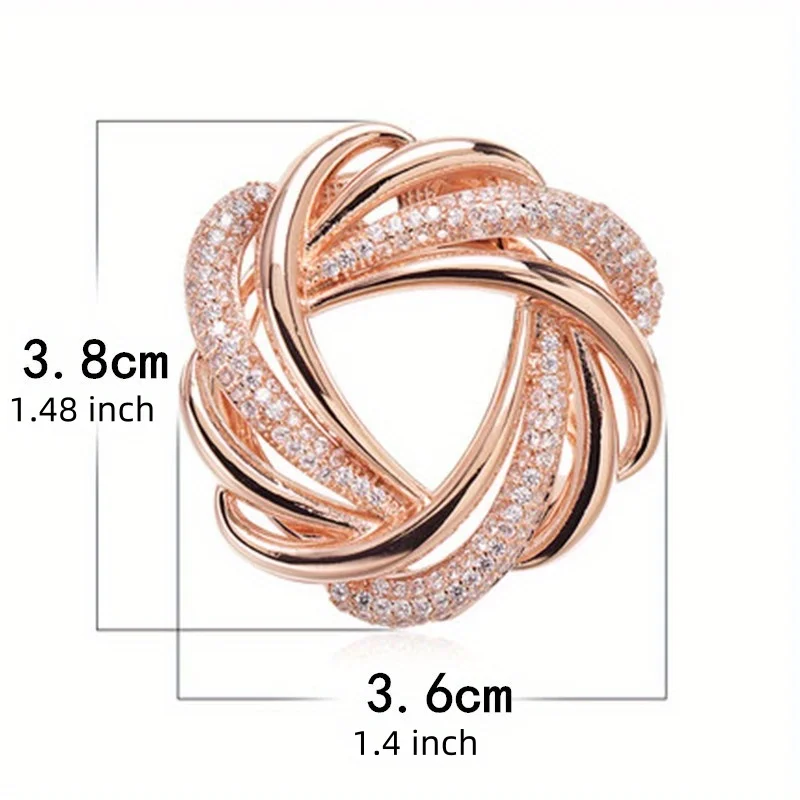 Elegant Women Girls Fashion Luxury Crystal Twist Round Silk Scarf Buckle Brooches Classic Exquisite Lady Clothing Coat Pins