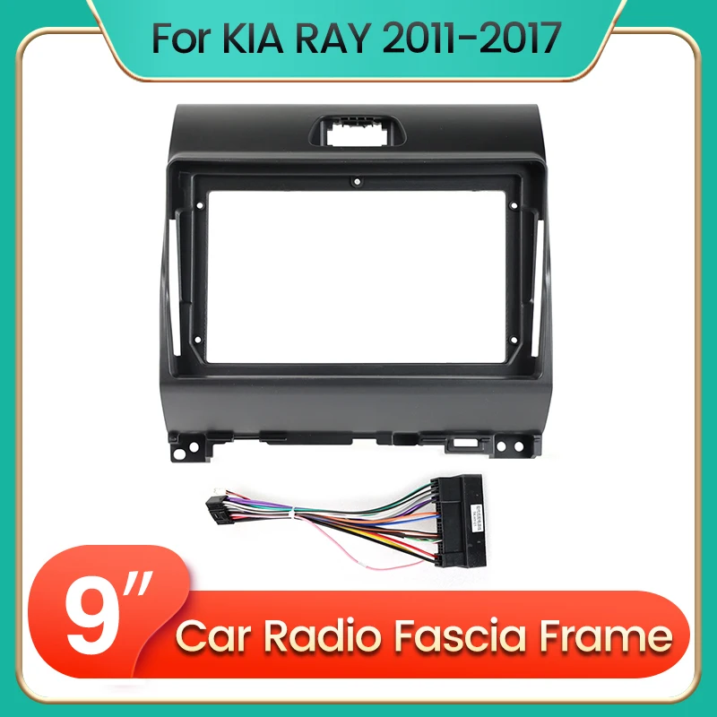 9-Zoll-Android-Autoradio-Rahmenadapter für KIA Ray 2011 2012 2013 2014 2015 2016 2017, Armaturenbrett-Montagescheibe, Netzkabel-Set