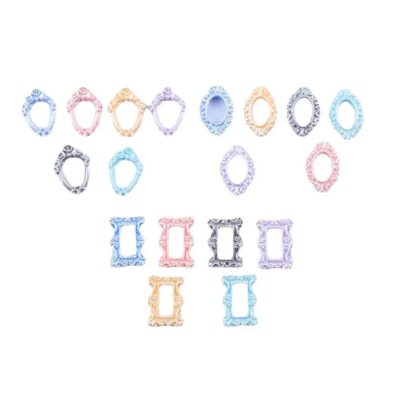 20Pcs Nail Art Photo Frames Design Resin Charms 3 Shapes DIY Resin Art Supplies For Nail Art Decoration Hollow Gem Stones