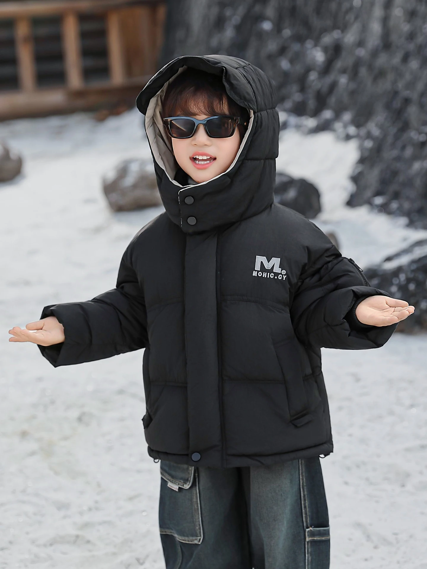 

Утепленная хлопковая куртка для мальчиков: зимнее теплое пальто, молодежный модный дизайн с принтом, длинный рукав, застежка-молния, повседневная верхняя одежда