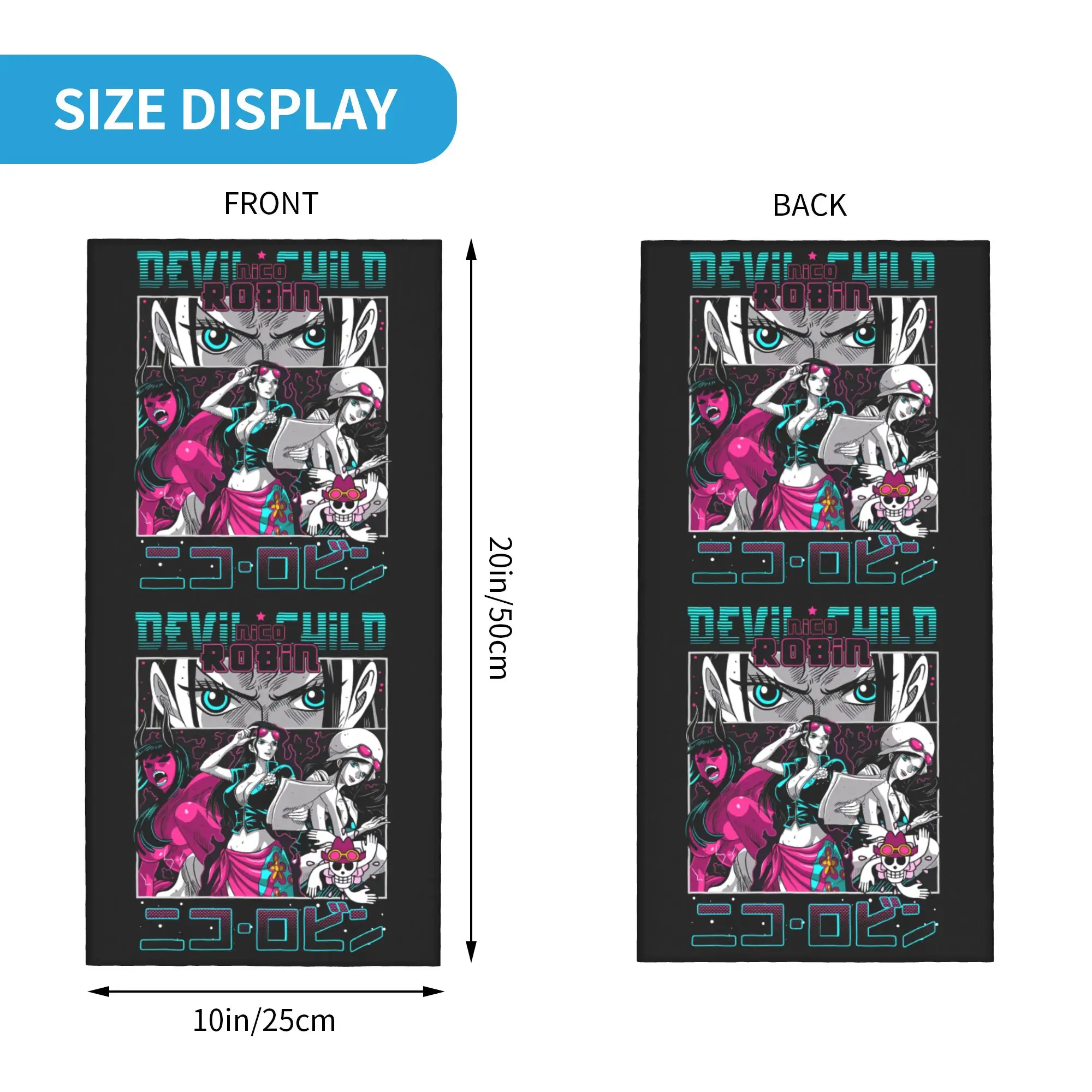 Nico Robin One Piece Devil Child  Bandana Neck Warmer Men Women Winter Ski Tube Scarf Gaiter  Face Cover view 3