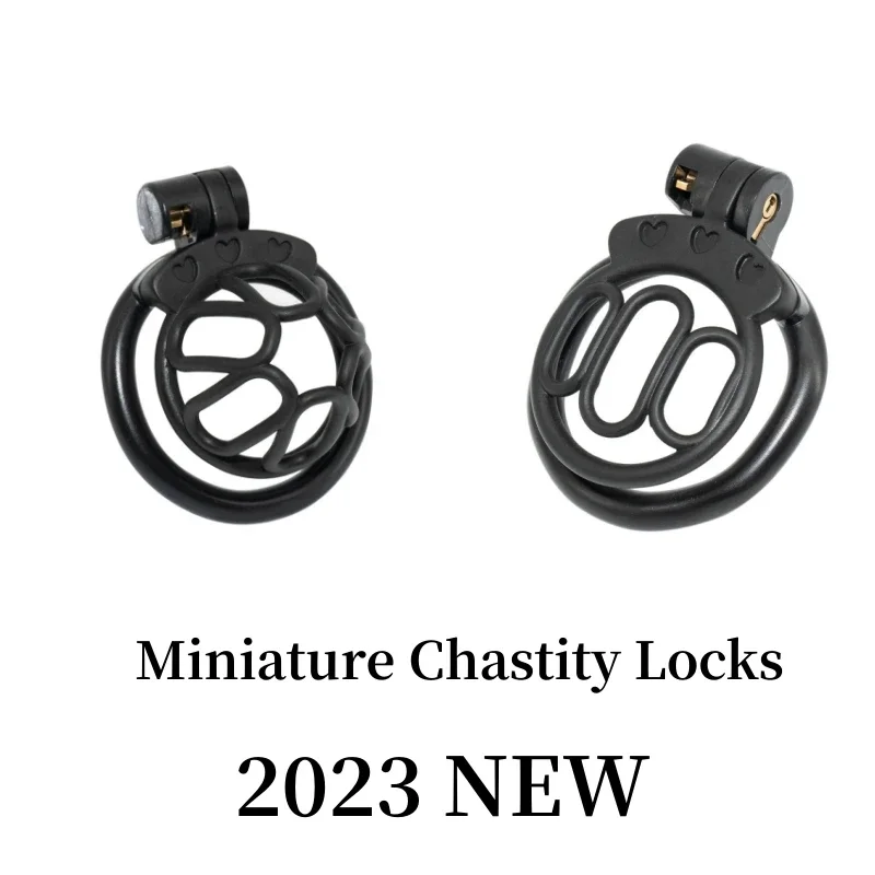 New 3D Miniature Chastity Lock Abstinence Cock Cage Sissy Male with 4 Size Rings Penis Lock Penis Ring Adult Erotic Sex Toys 18+