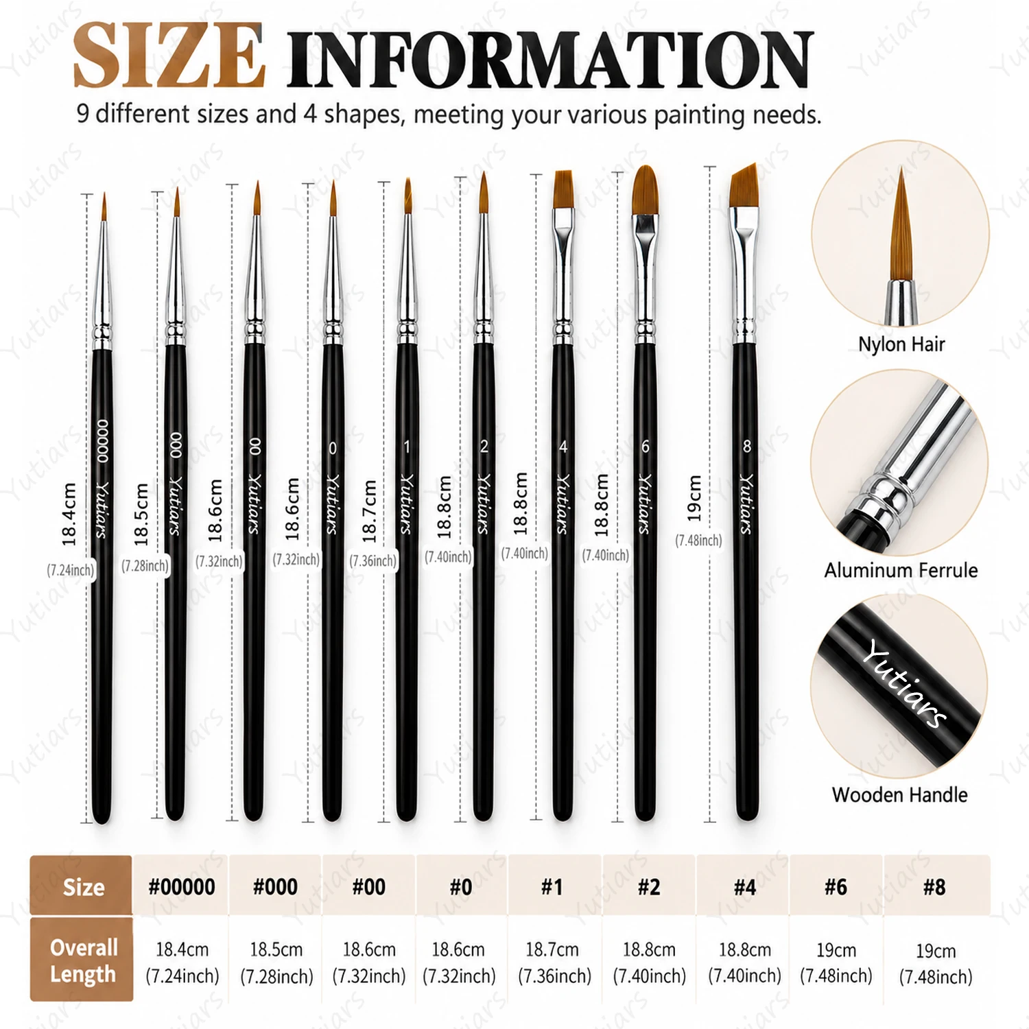 9pcs Fine Detail Paint Brush Set Liner Round Flat Angle Brushes for Miniature Model Acrylic Watercolor Craft Art Painting Tools