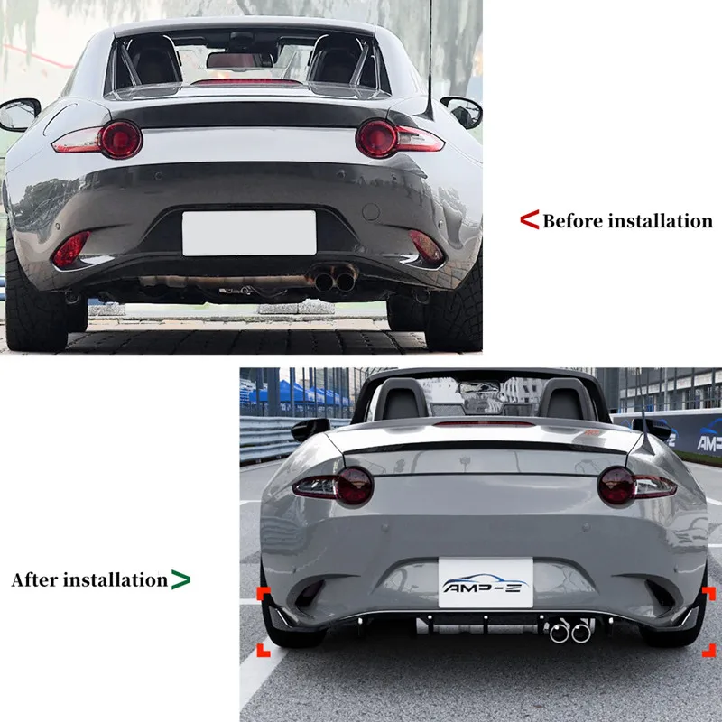 For Mazda MX-5 Miata ND 2016+ Car Rear Bumper Diffuser Spoiler Wings Black Carbon Body Kit Exterior Tuning Accessories