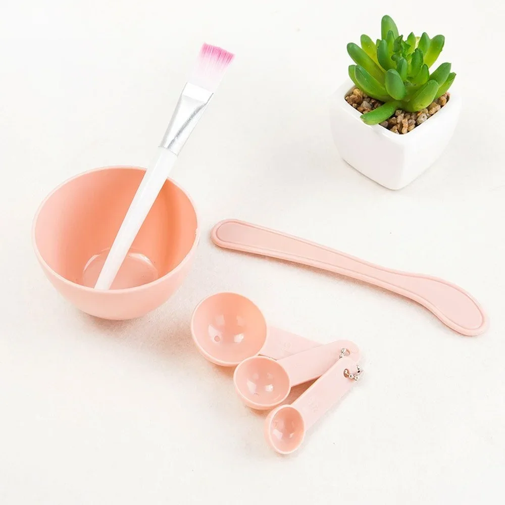 4pcs Face Mask Bowl Set 4 In 1 DIY Facial Beauty Cosmetic Makeup Tool With Brush Mixed Stir Spatula Stick Measuring Spoon Kit