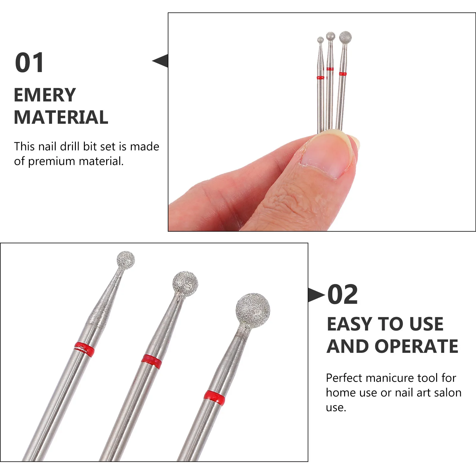 3 個ネイルアート研削ビット高性能マニキュア用品ネイル美容ツール電動ポータブルドリル用