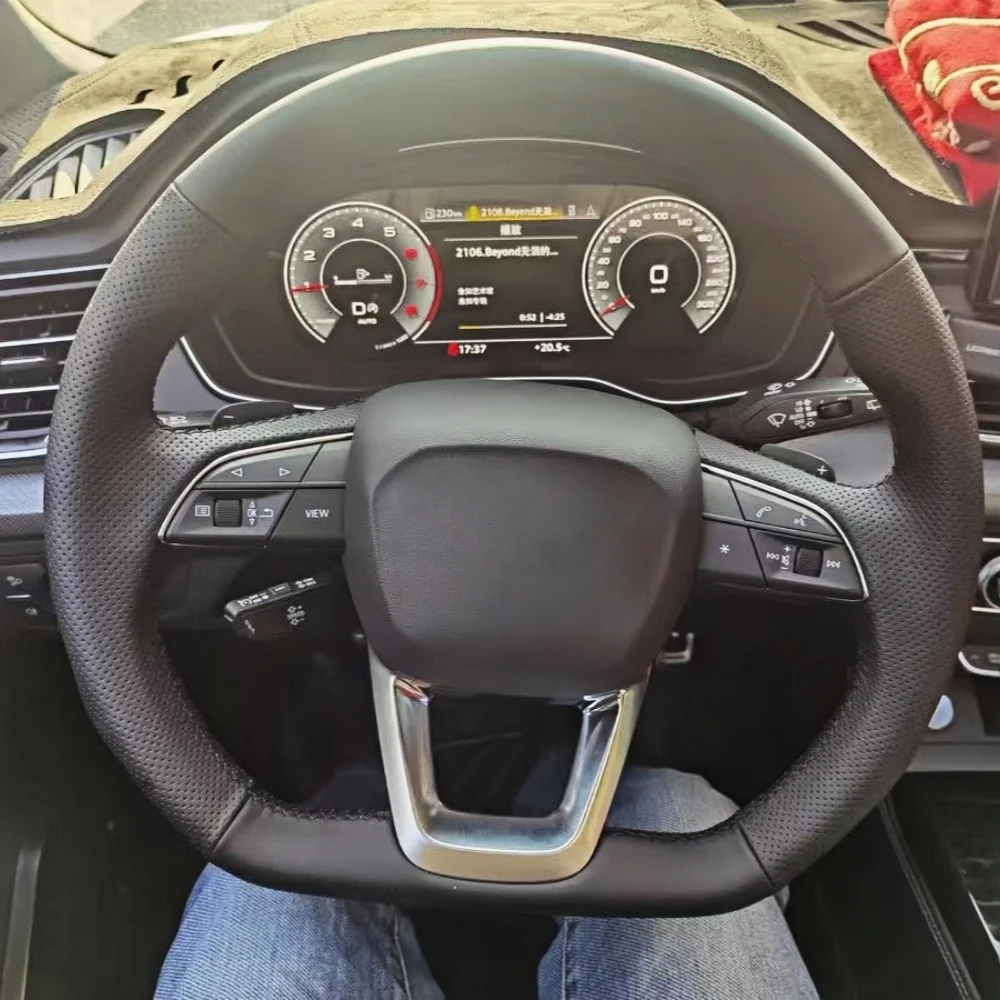 

Изготовленный на заказ чехол на руль автомобиля из микрофибры для Audi A4 (B9) Avant Allroad Q3 Q5 SQ5 Q7 SQ7 Q8 SQ8 Автомобильная пленка на руль