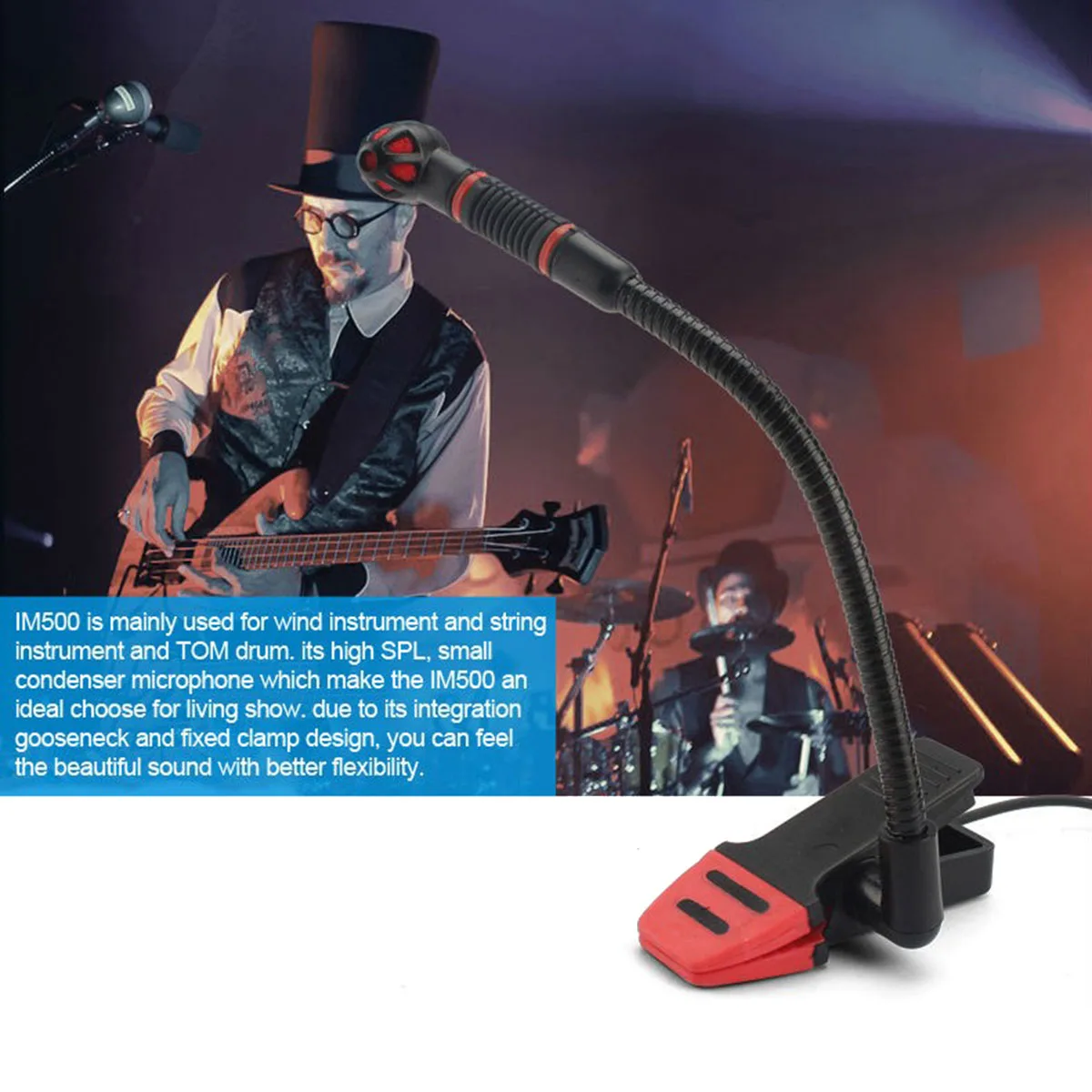Micrófono de saxofón IM500, micrófono condensador Instrumental con Clip, micrófono de cuello de cisne para saxofón de orquesta, trompeta, Saxe