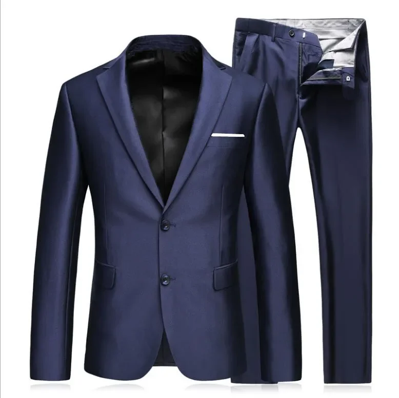 2 Piece Men\'s Business Fashion High Quality Gentleman Black Suit Set / Blazers Coat Jacket Pants Classic Trousers