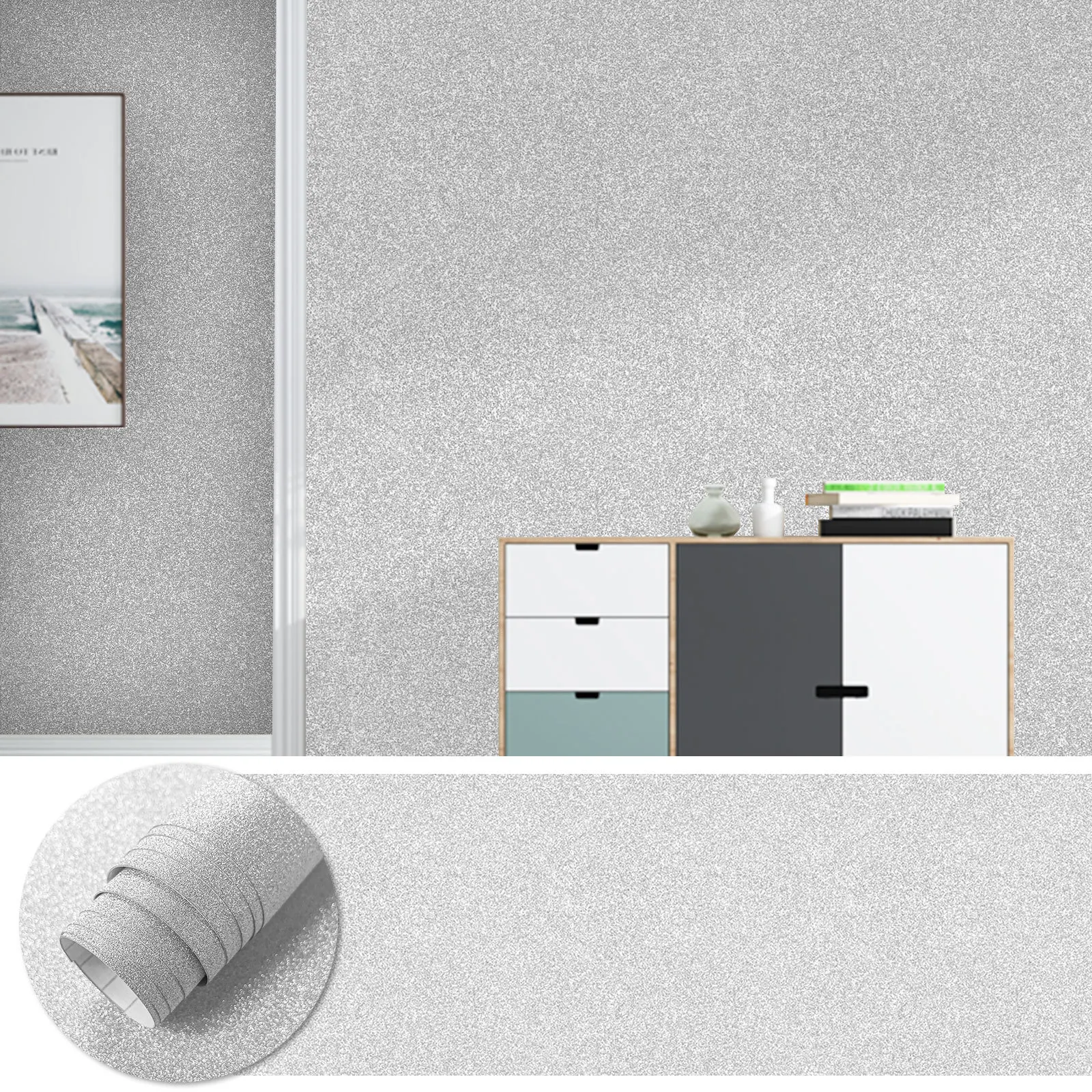 

Flash Silver DIY Self Adhesive Wallpaper Waterproof Wall Stickers Furniture Makeover Gift Packaging Paper Background Wall Decor