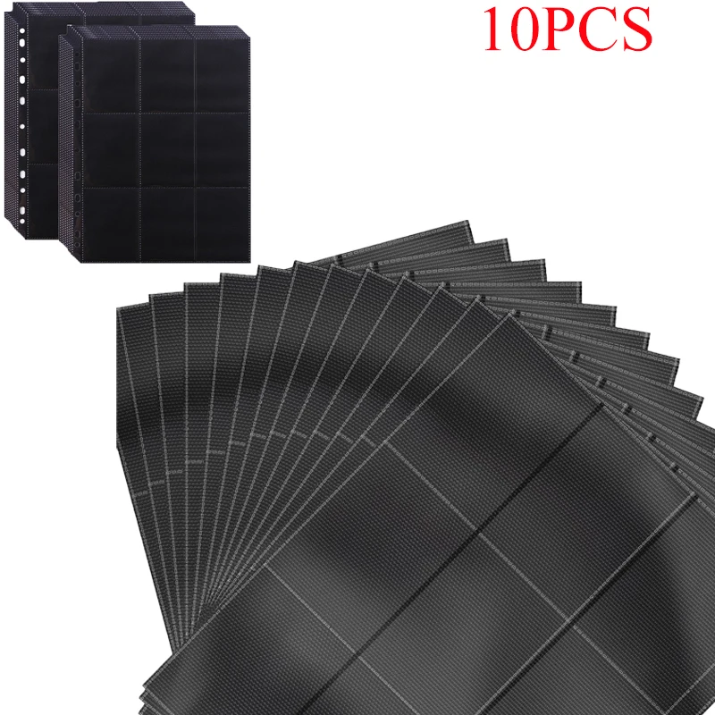 

10PCS 11 Holes 3-ring 9 Pockets Loose-leaf Album Black Starlet Cards Game Cards Baseball Cards Collection Organizer Album Pocket