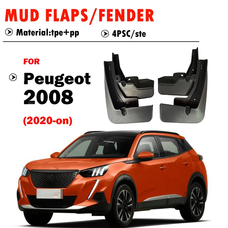 

For Peugeot 2008 Mudguard Fender Mud Flap Guards Splash Mudflaps Car Accessories 4pcs 2020 2021 2022 2023 2024 2025 2026+