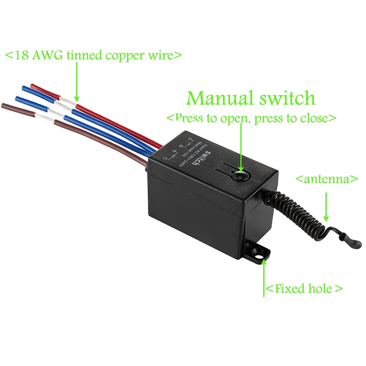 AC 110V 220V 433MHz 10A Relay Mini Receiver Wireless Remote Control Switch and 2CH Transmitter ON OFF For Car,Lamps,LED Lights,