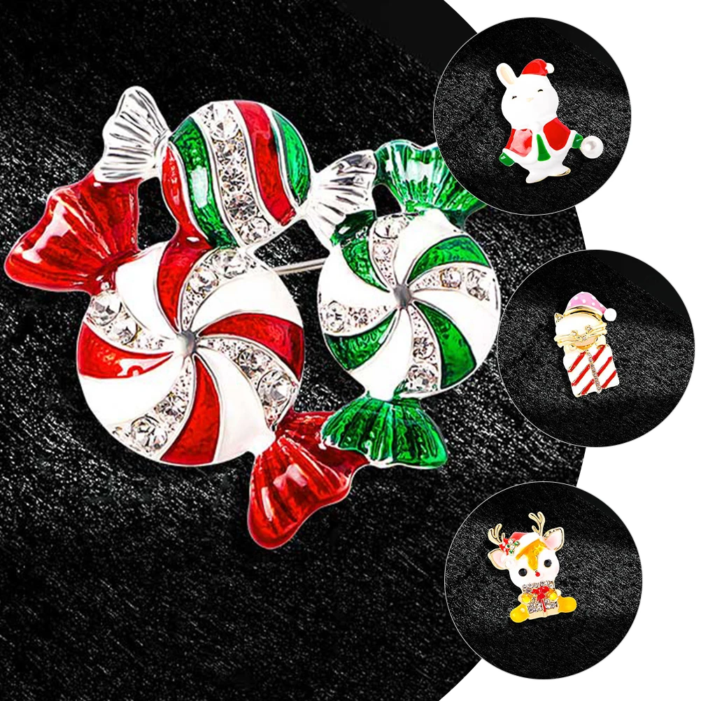 

4 pcs Christmas Pin Metal Decorative Cute Clothing Brooch Pin For Women Elegant Lapel Brooch Scarf Coat Bag Decoration Party
