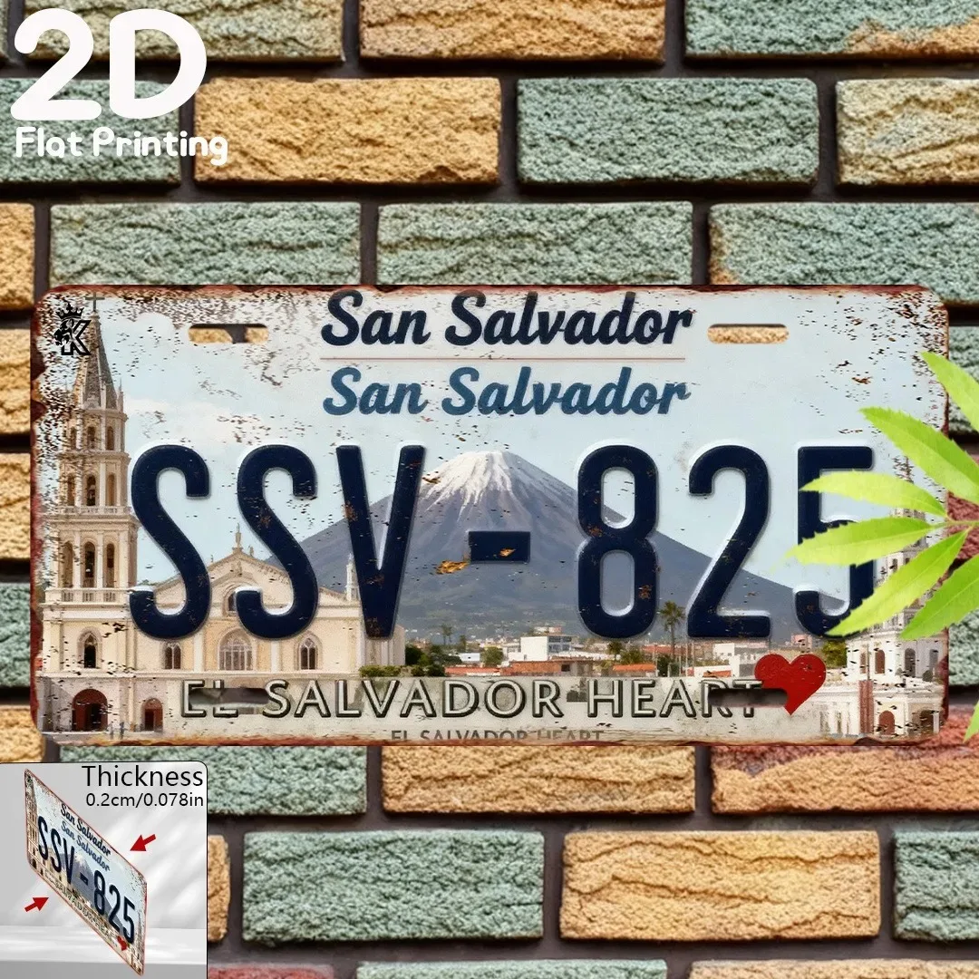 1pc Customizable 2D Flat Print Aluminum Plaque 6x12in, San Salvador SSV‑825 El Salvador Wall Ornament Restaurant Travel Souvenir