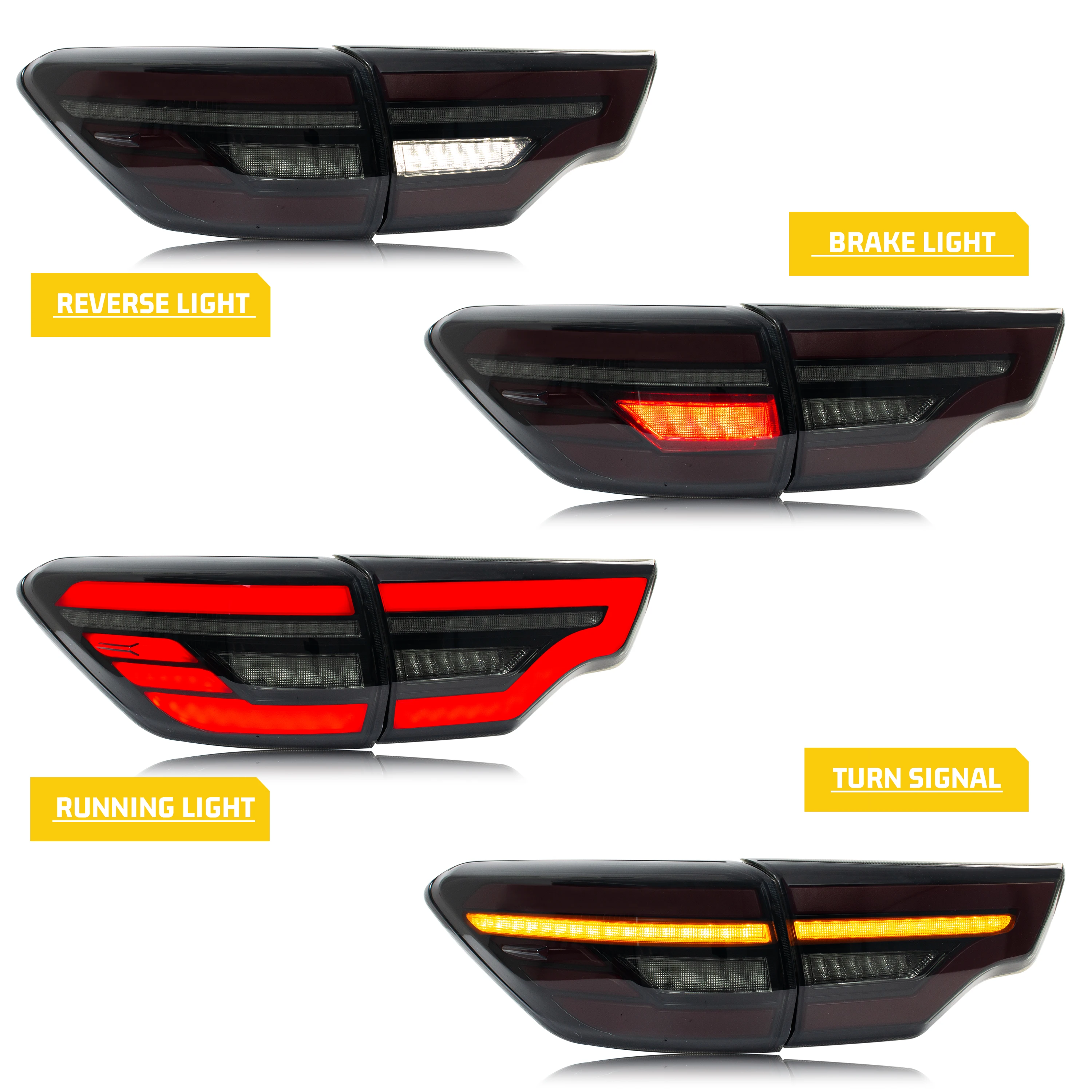 LED Tail Lights for Toyota Highlander 2014-2018 Start up Animation Sequential Indicator Rear Lamps Assembly image 3