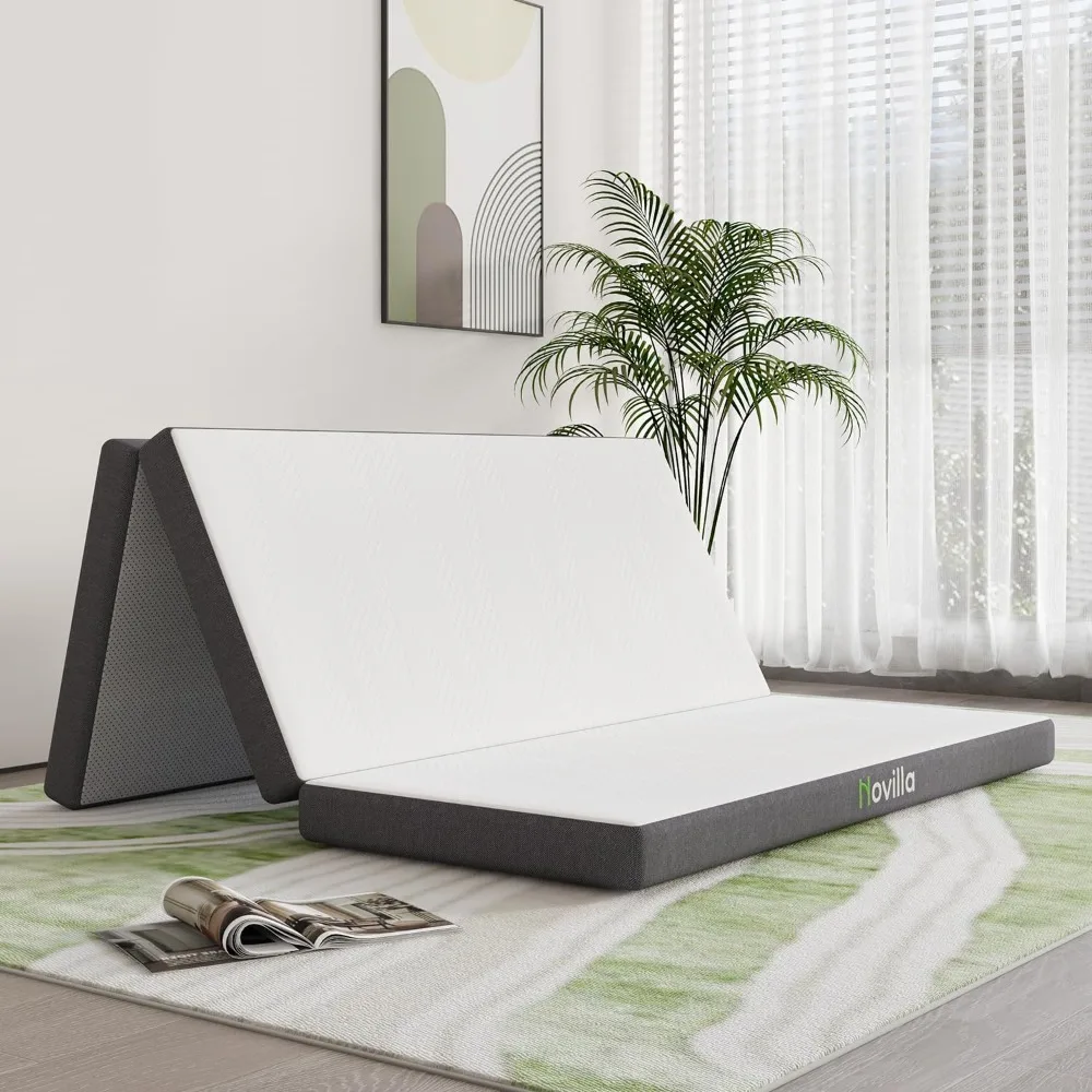 

Folding Mattress Full, 4 inch Memory Foam Tri Fold Mattress,Portable Mattress with Removable Cover, Foldable Guest Bed