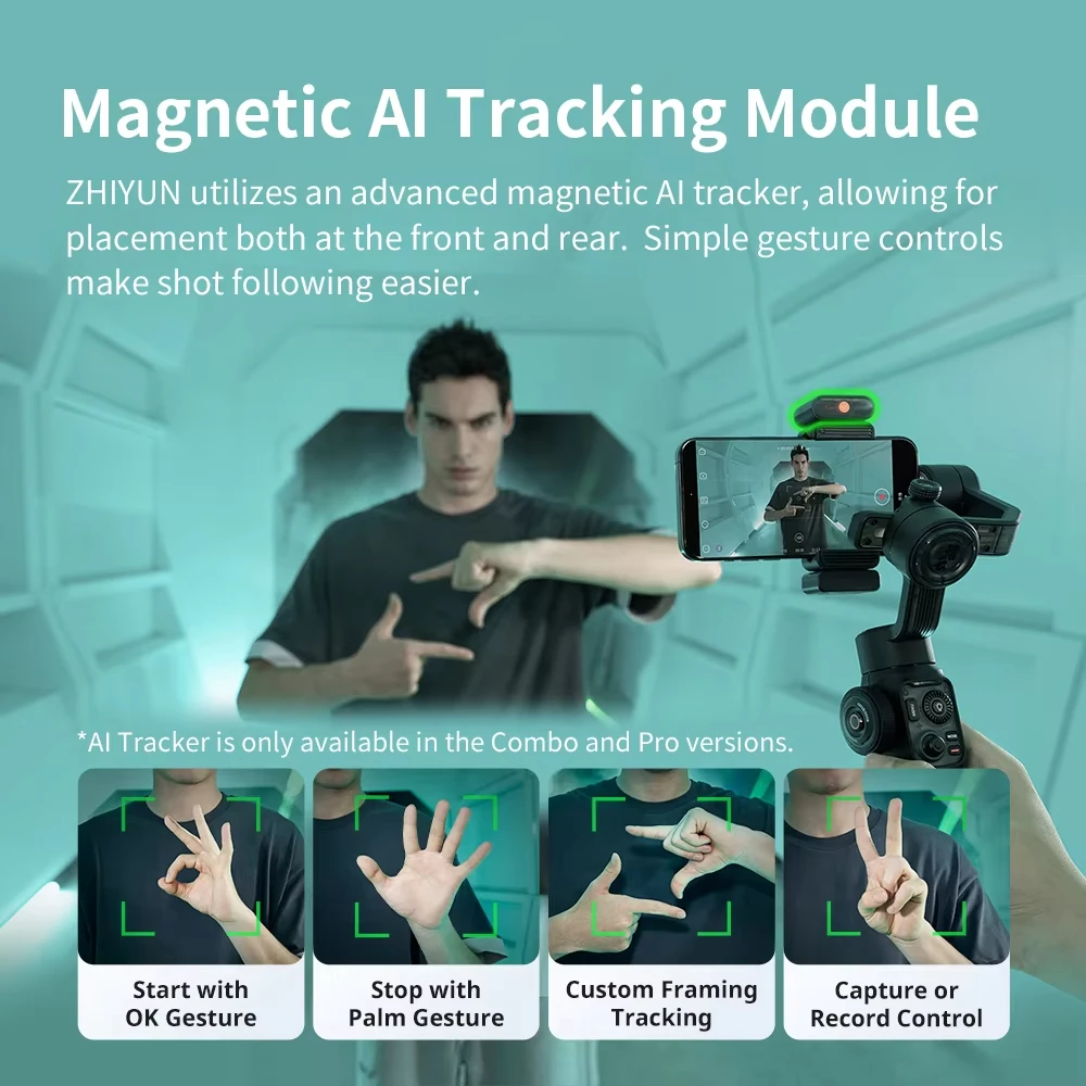 ZHIYUN الأصلي السلس 5S AI آيفون 15 برو ماكس Xiaomi تتبع مثبت يدوي 3-محور الهاتف الذكي Gimbal في الهواء الطلق Gimbals #3