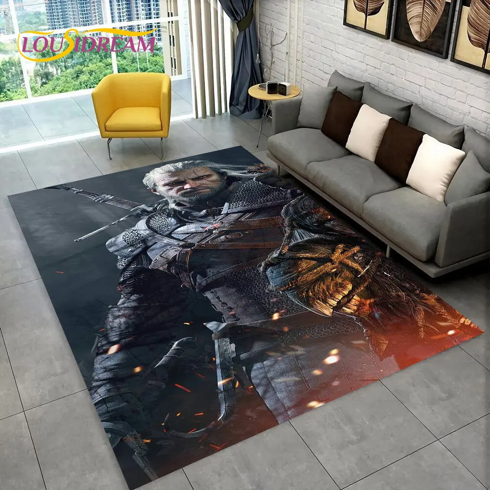 The W-Witcher Game Gamer Anime Area Rug,Carpet Rug for Home Living Room Children's Bedroom Sofa Doormat Decor,Non-slip Floor Mat