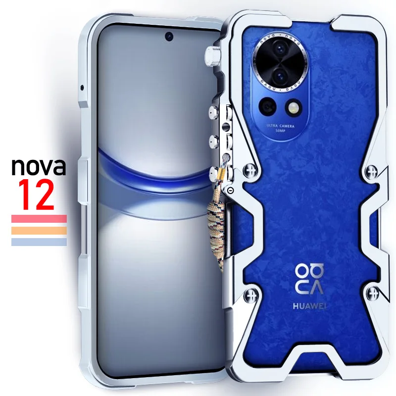 

Luxury Armor Metal Aluminum Phone Cases Bumper For Huawei Nova 12 12S Pro Ultra SE Cover Mechanical Purely Handmade Skull Case