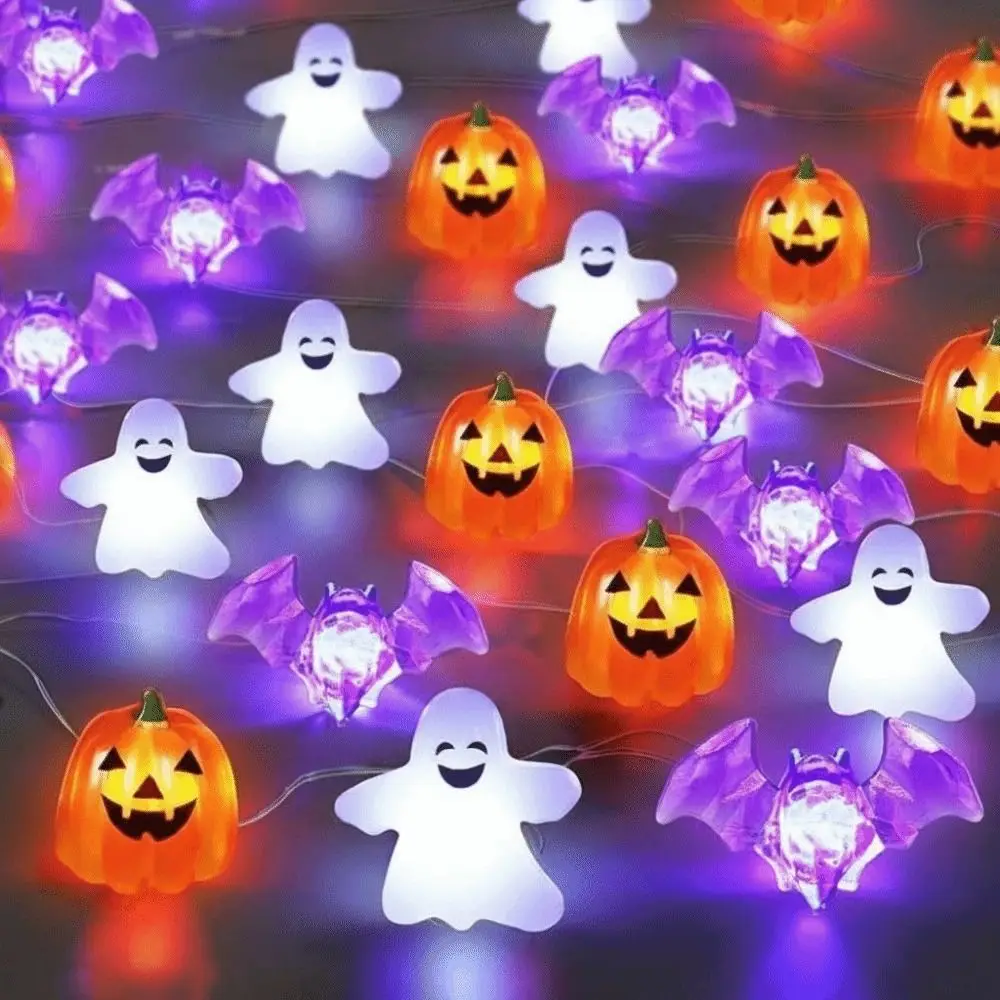 Cartoon Battery Powered Halloween Party Lights Pumpkin Spider LED String Lights Ghost Mixed Style Decorative Light String Indoor