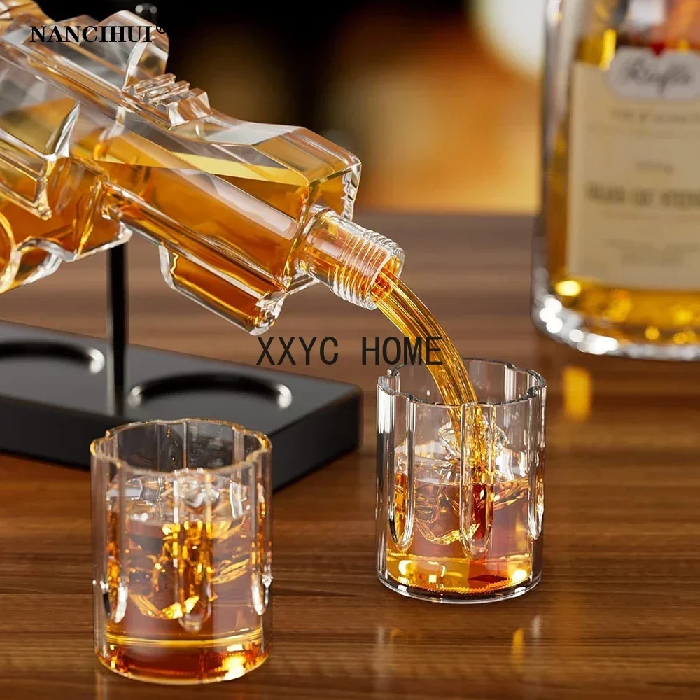 Juego cantador كريستال revolover، dispensador فينو، contenedor bebida bar، botella vidrio en forma