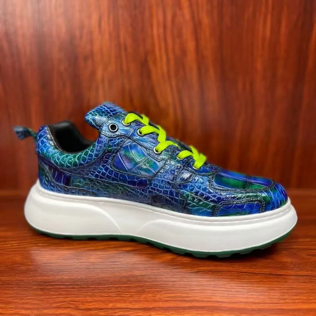2026 new arrival Fashion Crocodile Skin causal shoes men,male Genuine leather sneakers pdd793