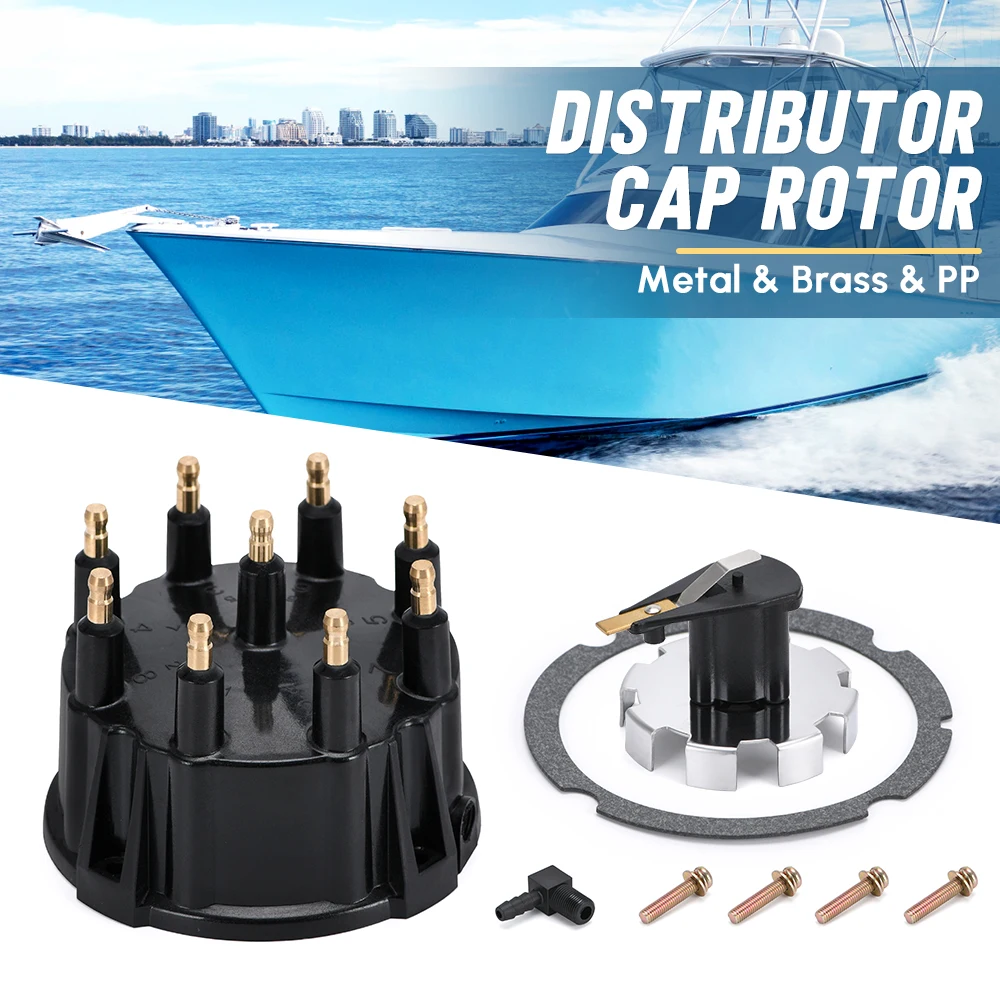 Distributor Cap Rotor Kit Tune-Up Kit For Marinized V-8 engines with Thunderbolt IV & V HEI ignitions 805759Q3 805759T3 18-5273