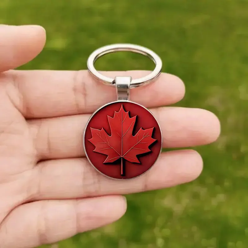 Canadian Flag Car Bag Keychain Pendant Creative Small Gift Metal Keyring Accessories