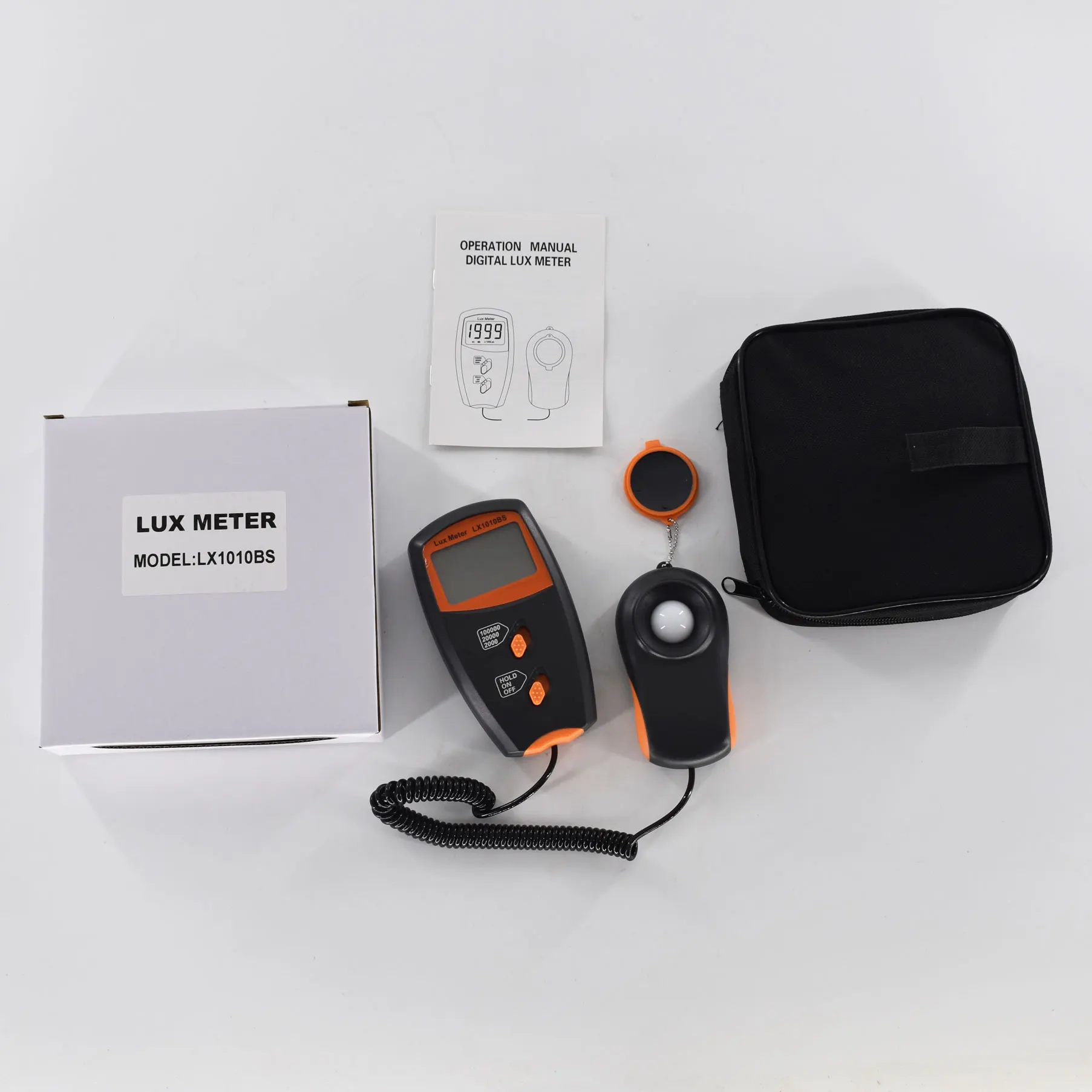 เครื่องวัดลักซ์แบบดิจิตอล LX1010BS ไฟหน้าจอ LCD 1 ~ 100,000Lux luxmeter