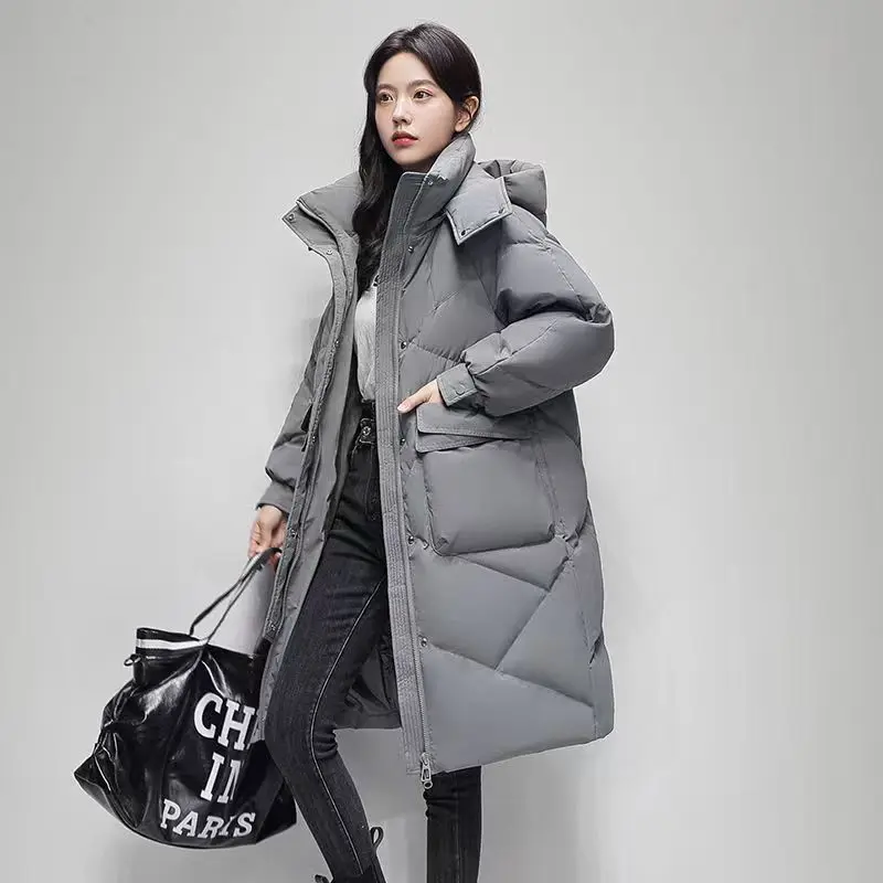 2023 New Women Down Cotton Coat Winter Jacket Female Medium-length Parkas Loose and Thickened Outwear  Warm Overcoat