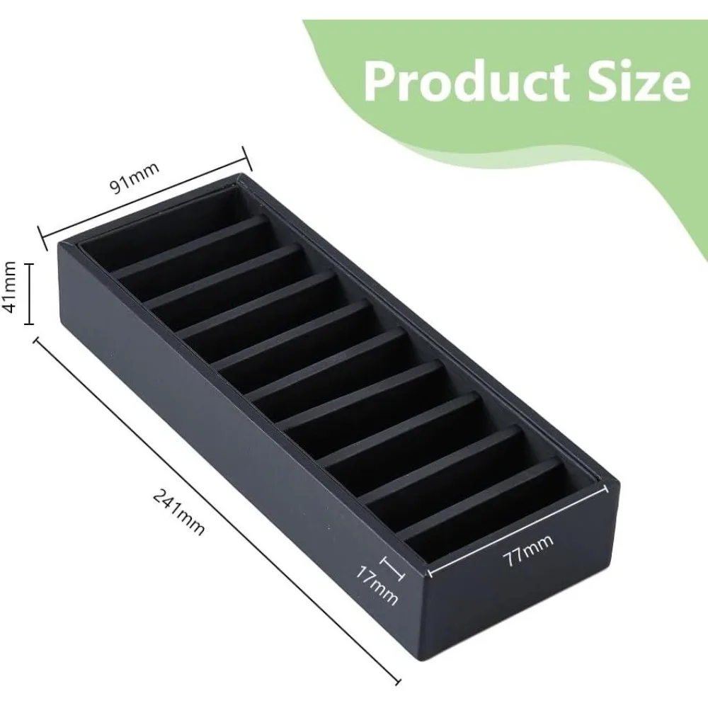 10-Slot Black Bangle Trays Leather Bracelet Organizer Trays Rectangle Display Jewelry Trays Covered Jewelry Display