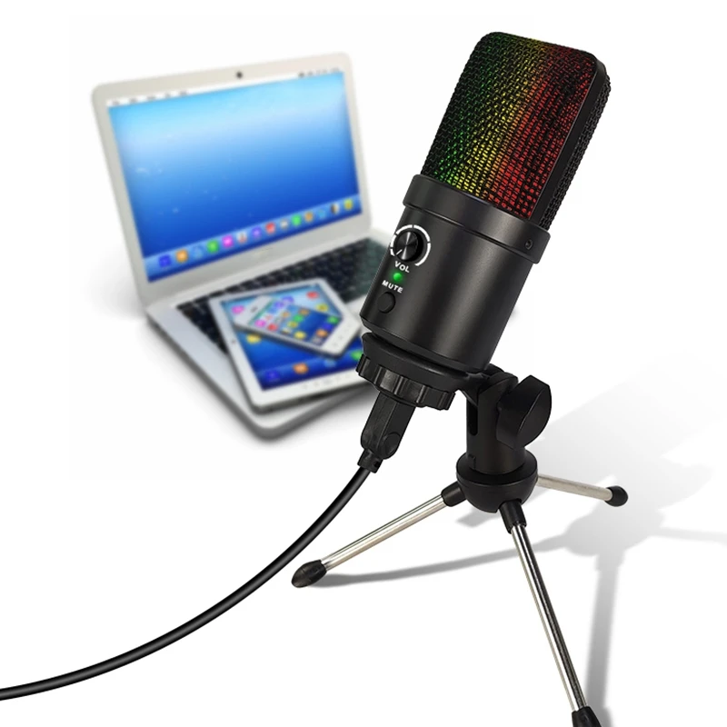 Top Deals Recording Mic, RGB Condenser Microphone For Recording Streaming Youtube Zoom Podcasting Portable Live Broadcast Mic