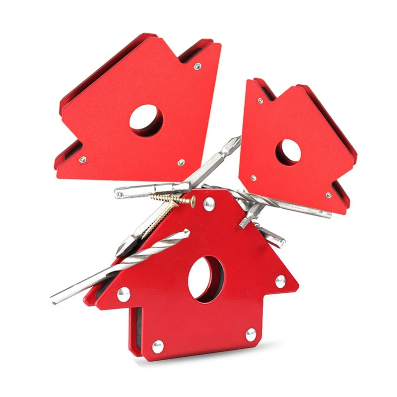 6Pcs Red goniometro dispositivo di saldatura magnetico Multi-angolo strumento di saldatura a magnete ad angolo retto